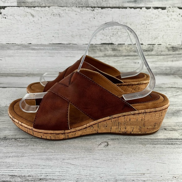 boc Shoes Boc Brown Vegan Leather Toe Loop Wedge Sandals Poshmark